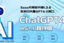 Saas无限多开版ChatGPT小程序+H5，系统已内置GPT4.0接口，可无限开通坑位-课程网