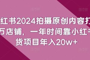 小红书2024拍摄原创内容打造百万店铺，一年时间靠小红书带货项目年入20w+-课程网